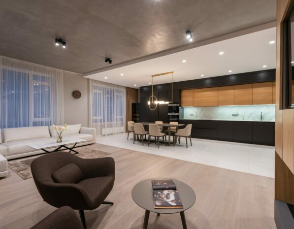 Image of a modern kitchen that is nicely lit